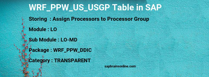 SAP WRF_PPW_US_USGP table