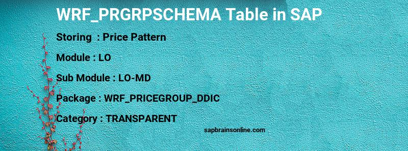 SAP WRF_PRGRPSCHEMA table