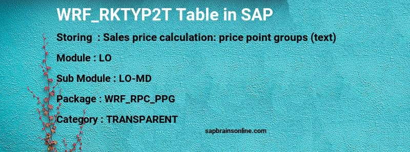 SAP WRF_RKTYP2T table