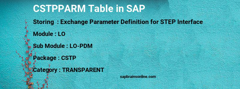 SAP CSTPPARM table