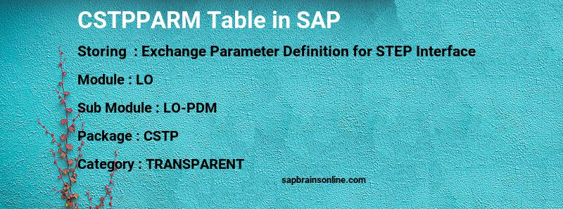SAP CSTPPARM table