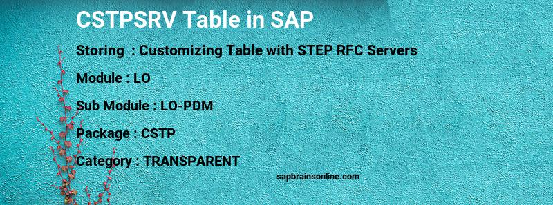 SAP CSTPSRV table