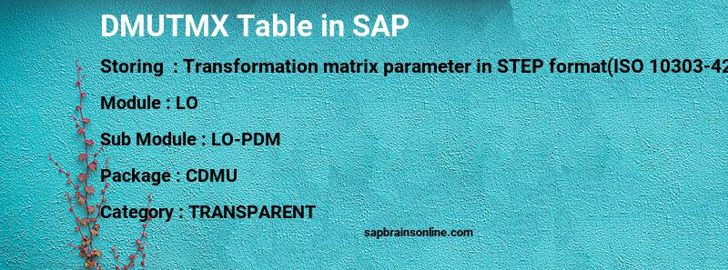 SAP DMUTMX table