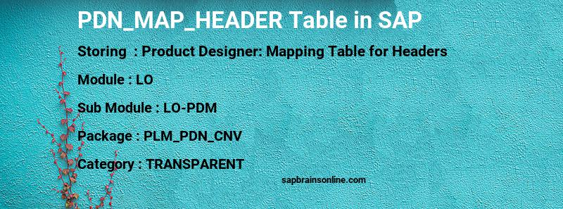SAP PDN_MAP_HEADER table