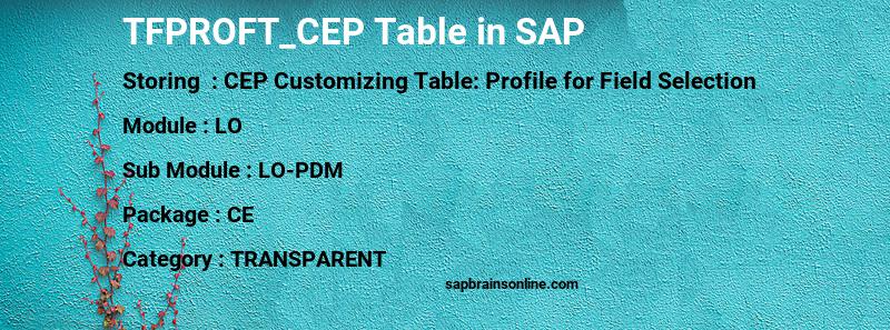 SAP TFPROFT_CEP table