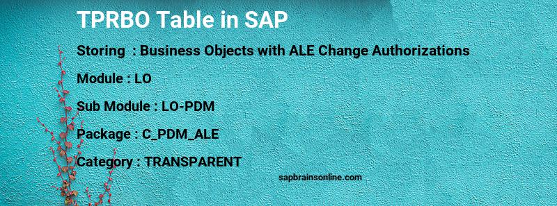 SAP TPRBO table