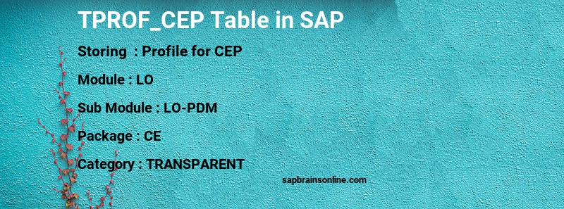 SAP TPROF_CEP table