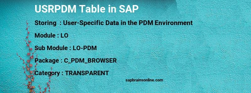 SAP USRPDM table