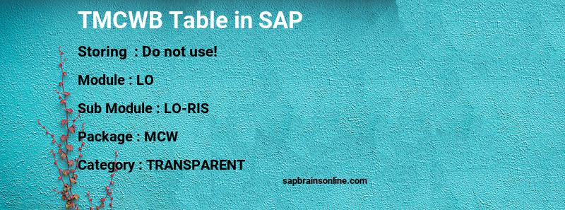 SAP TMCWB table