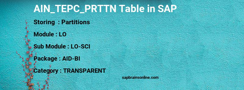 SAP AIN_TEPC_PRTTN table