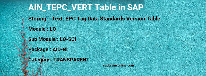 SAP AIN_TEPC_VERT table