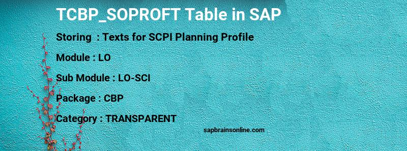 SAP TCBP_SOPROFT table