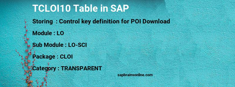 SAP TCLOI10 table