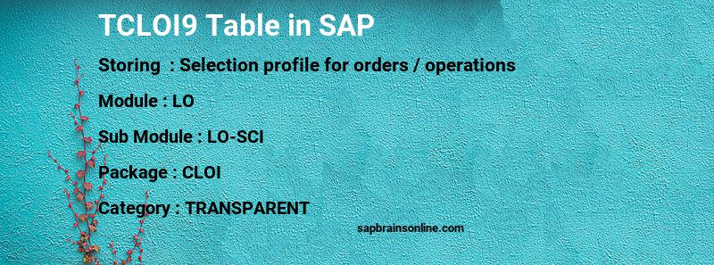 SAP TCLOI9 table