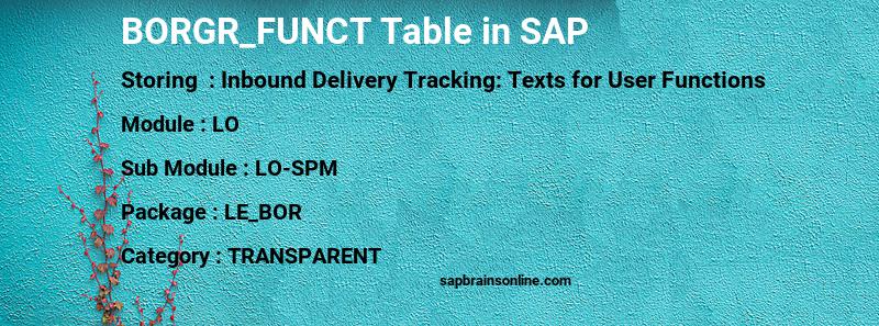 SAP BORGR_FUNCT table