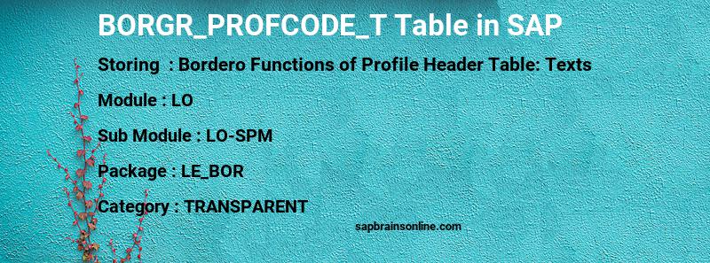 SAP BORGR_PROFCODE_T table