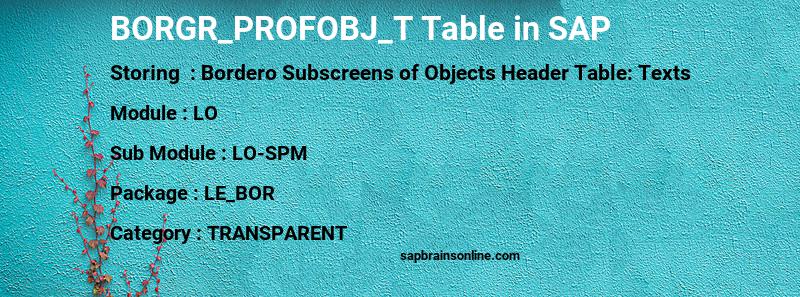 SAP BORGR_PROFOBJ_T table