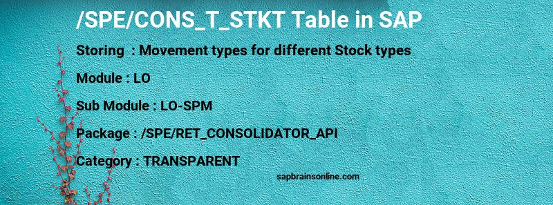 SAP /SPE/CONS_T_STKT table