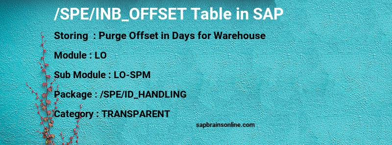 SAP /SPE/INB_OFFSET table