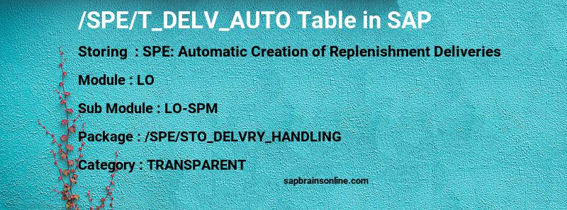 SAP /SPE/T_DELV_AUTO table