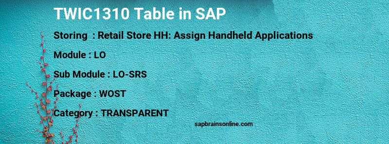 SAP TWIC1310 table