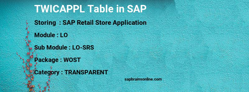 SAP TWICAPPL table