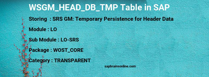 SAP WSGM_HEAD_DB_TMP table