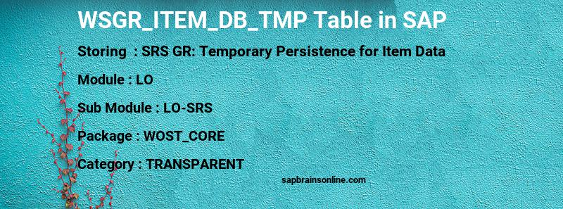 SAP WSGR_ITEM_DB_TMP table