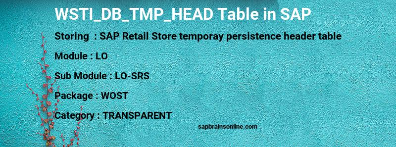 SAP WSTI_DB_TMP_HEAD table