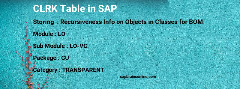 SAP CLRK table