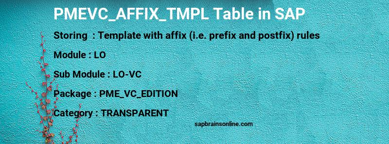 SAP PMEVC_AFFIX_TMPL table