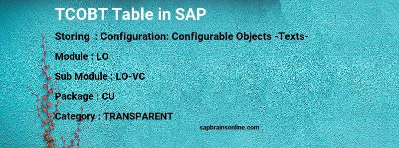 SAP TCOBT table