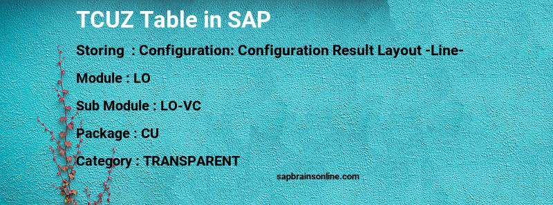 SAP TCUZ table