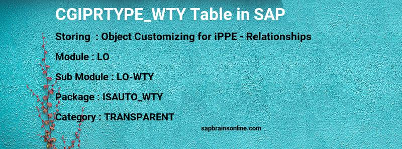 SAP CGIPRTYPE_WTY table