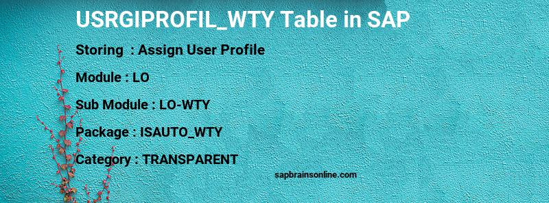SAP USRGIPROFIL_WTY table
