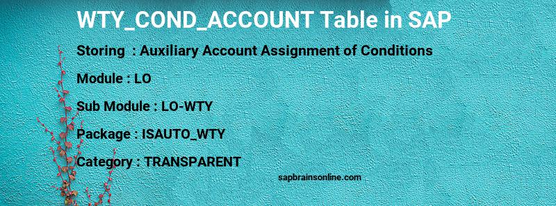SAP WTY_COND_ACCOUNT table