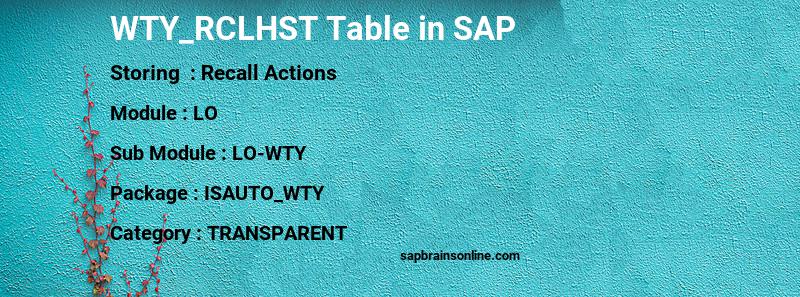 SAP WTY_RCLHST table