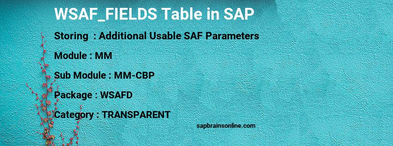 SAP WSAF_FIELDS table