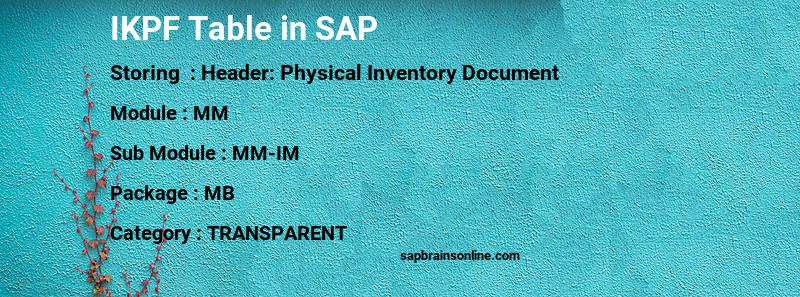 SAP IKPF table