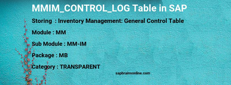 SAP MMIM_CONTROL_LOG table