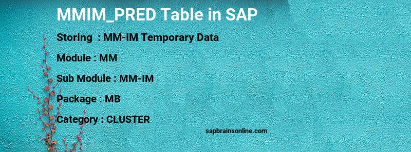 SAP MMIM_PRED table