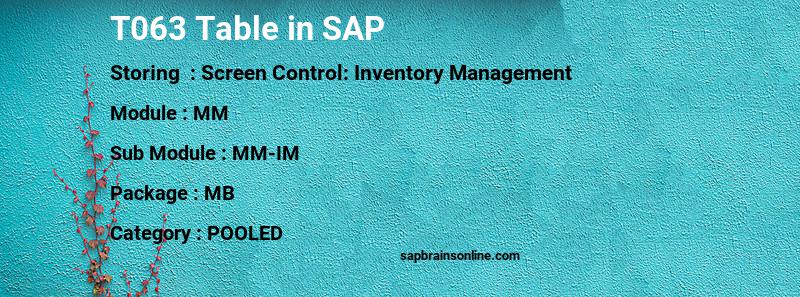 SAP T063 table