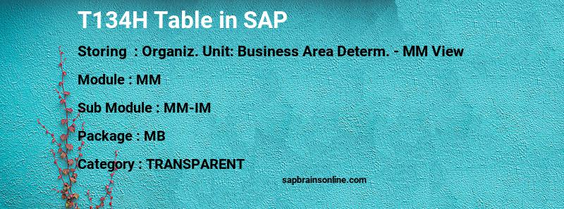 SAP T134H table