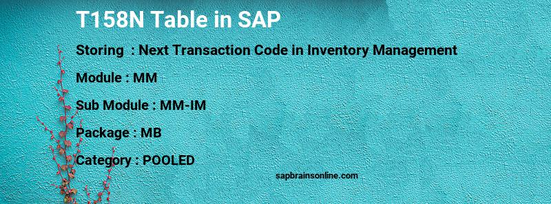 SAP T158N table