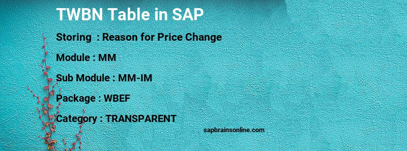 SAP TWBN table