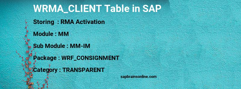 SAP WRMA_CLIENT table