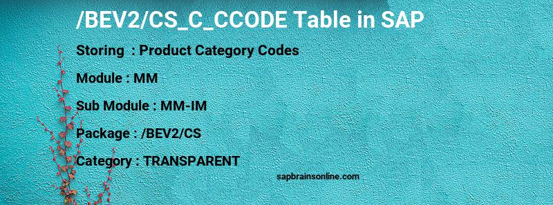 SAP /BEV2/CS_C_CCODE table