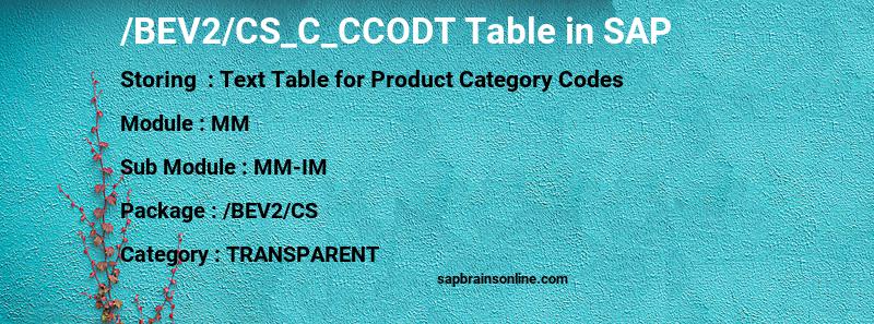 SAP /BEV2/CS_C_CCODT table