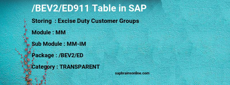 SAP /BEV2/ED911 table