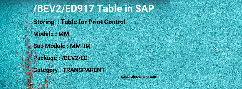 SAP /BEV2/ED917 table